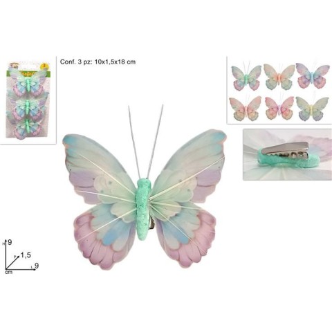 FARFALLE SET 3PZ CON PINZETTA 6ASS